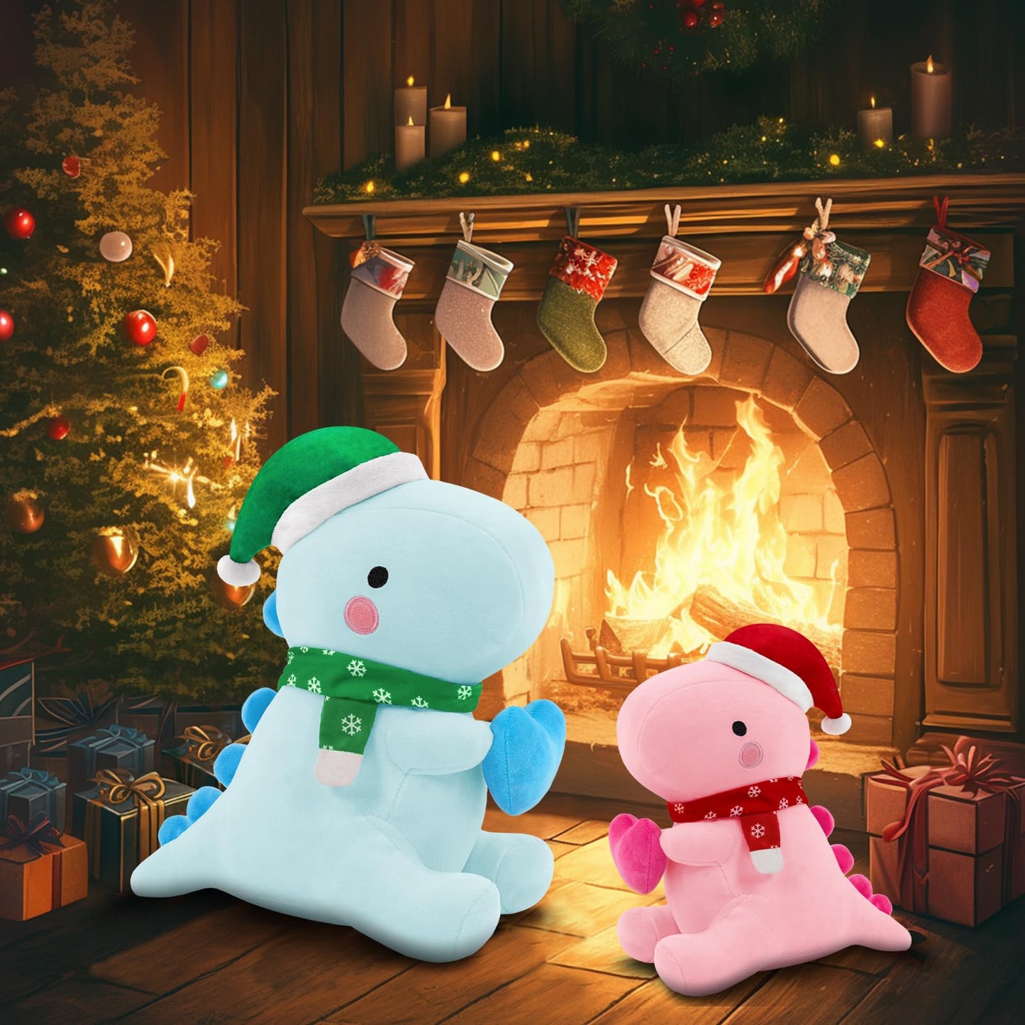 SQEQE Dinosaur Plush Pillow, Cute Loving Stuffed Dinosaur with Heart, Christmas Stuffed Animal Plush Toys Gift for Her Girls Kids (Pink, 12 Inch)