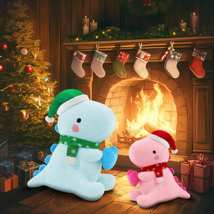 SQEQE Dinosaur Plush Pillow, Cute Loving Stuffed Dinosaur with Heart, Christmas Stuffed Animal Plush Toys Gift for Her Girls Kids (Pink, 12 Inch)