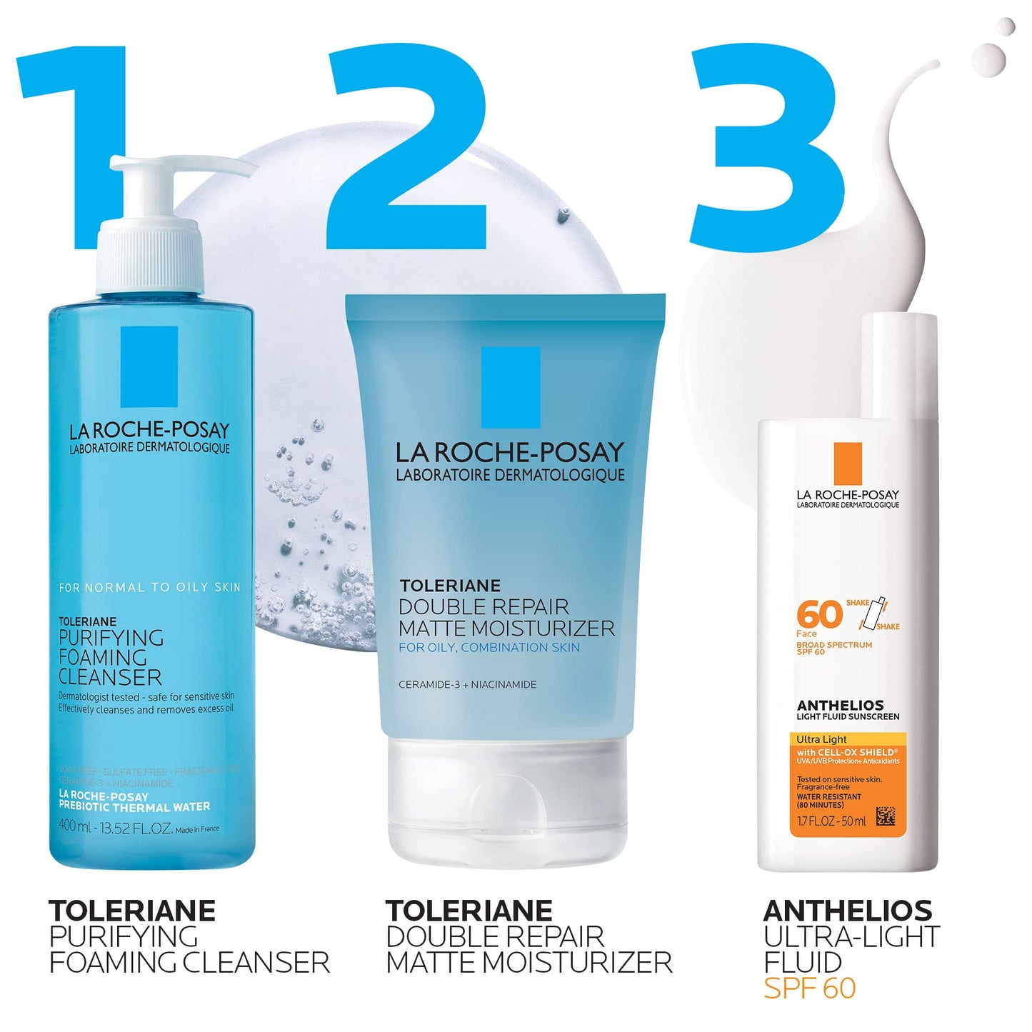 La Roche-Posay Anthelios Light Fluid Facial Sunscreen SPF 60, Lightweight Sunscreen For Face, Fluid Texture, Broad Spectrum SPF + Antioxidants, Oil Free & Oxybenzone Free, Travel Size 1.7 Fl. Oz.