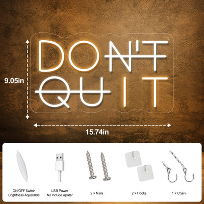 Don't Quit LED Neon Sign for Wall Decor, DO IT Neon Lights Party Decorations, USB Powered Switch Neon Lights lighting adjustable for Office Room, Gym Room, Man Cave, Gamer Room