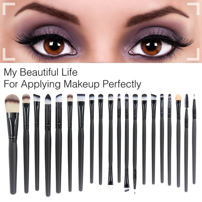 EmaxDesign 20 Pieces Makeup Brush Set Professional Face Eye Shadow Eyeliner Foundation Blush Lip Makeup Brushes Powder Liquid Cream Cosmetics Blending Brush Tool