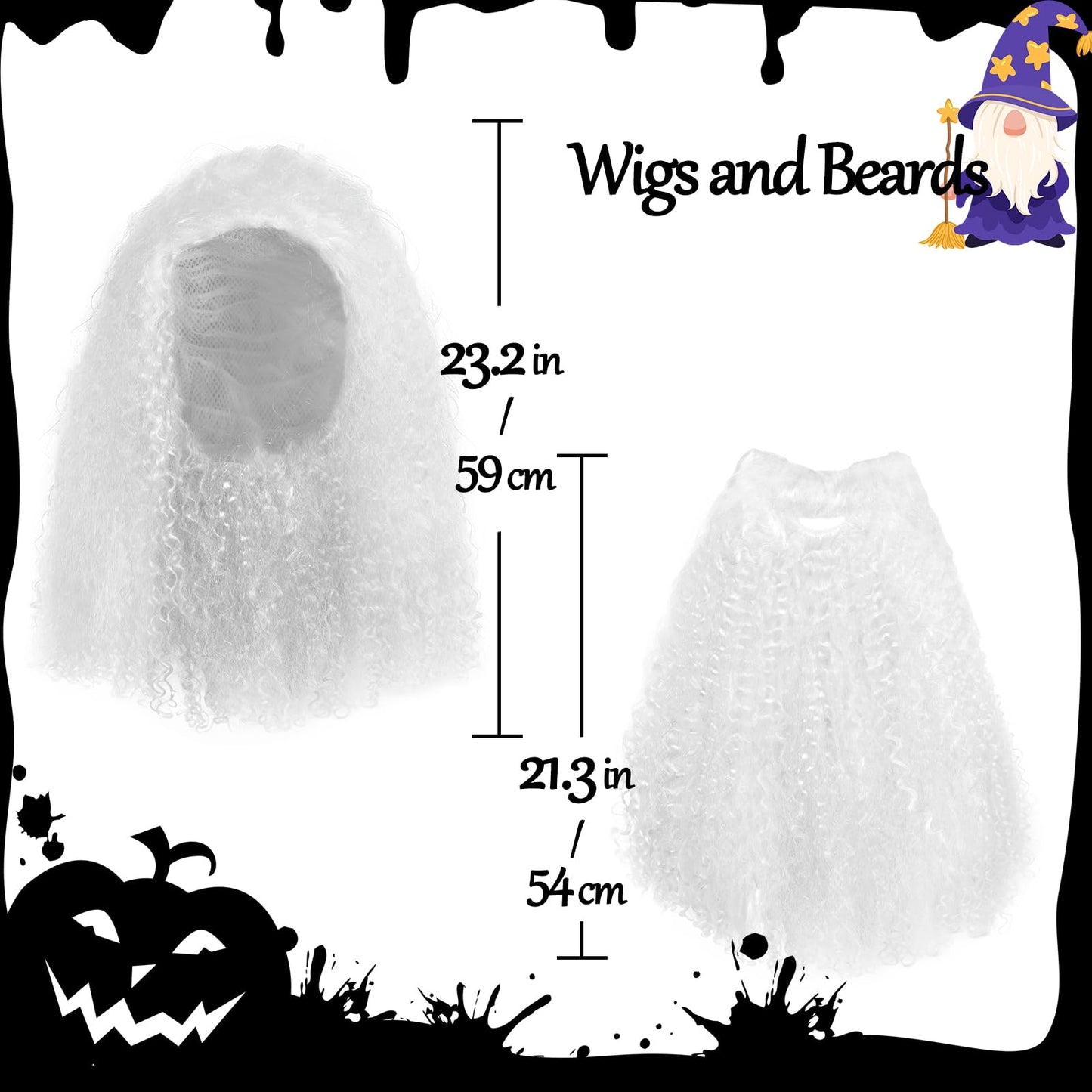 HOMELEX White Wizard Beard And Wig - Halloween Funny Father Time Costume Accessory for Adults