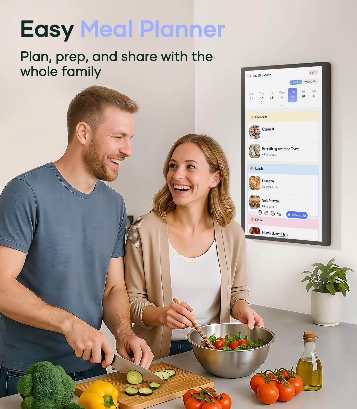 Cozyla 24 Inch Digital Calendar Wall Touch Screen Chore Chart To Do List Notepad Electronic Smart Calendar Digital for Family Meal Planner Support All App Via App Store Android Tablet Wall Mount Black