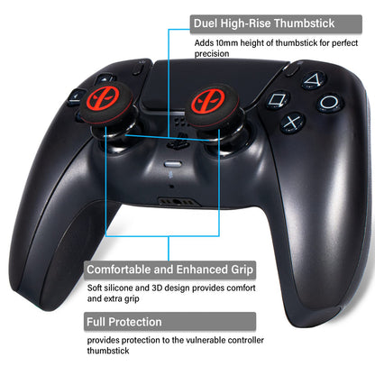 Playrealm FPS Thumbstick Extender & Printing Rubber Silicone Grip Cover 2 Sets for PS5 & PS4 Controller (Immortal)