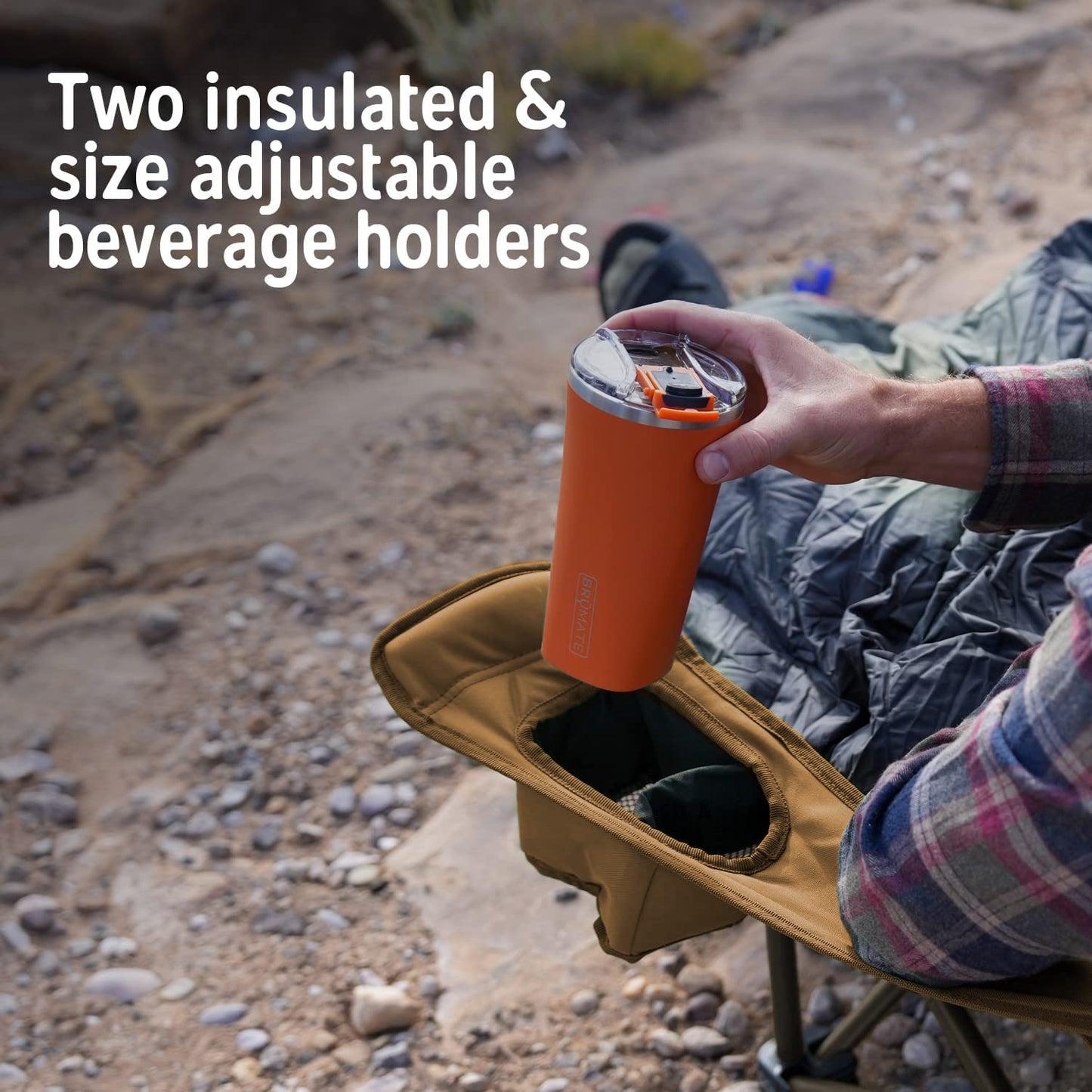 Kelty Deluxe Lounge Chair – Folding Outdoor Camp Chair, Insulated Cupholders, Customized Recline, Steel Frame, Padded Roll Storage, 2024 (Bungee)