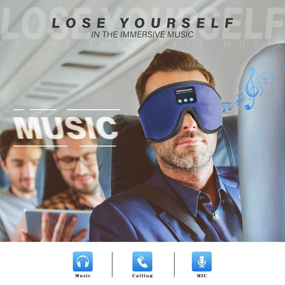 LIGHTIMETUNNEL Sleep Headphones, 3D Bluetooth Sleep Mask, Washable Sleeping Headphones with Ultra Thin Stereo Speakers Microphone Hands Free for Insomnia Travel Blue Color
