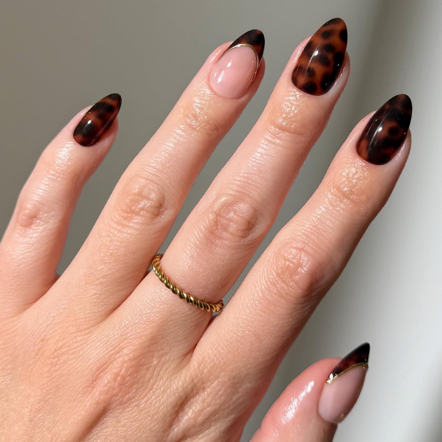 Glamnetic x GLAMZILLA Press On Nails - KILLAZILLA | Short Almond Tortoiseshell Fake Nails with French Tips, Salon Quality | 15 Sizes - 30 Nail Kit with Glue