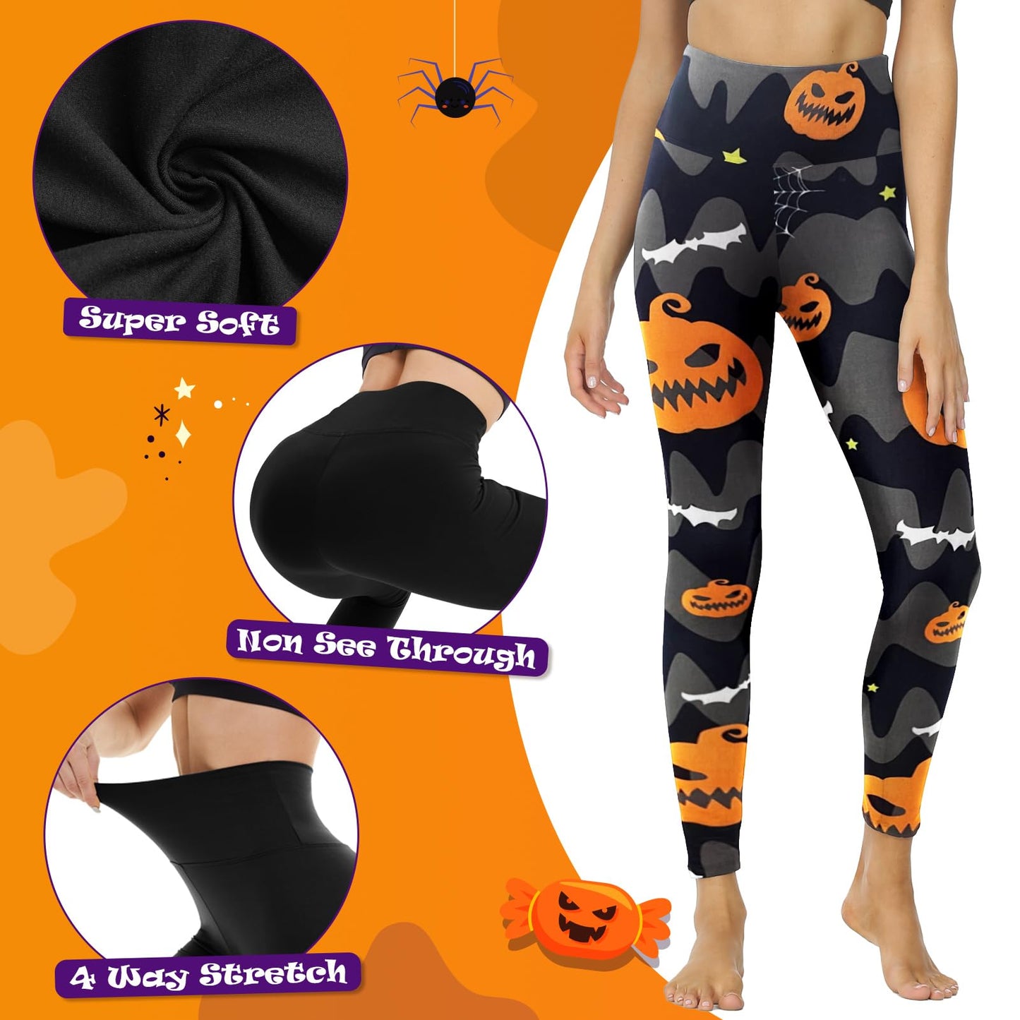 High Waisted Leggings for Women - No See Through Tummy Control Cycling Workout Yoga Pants with Pockets Reg & Plus