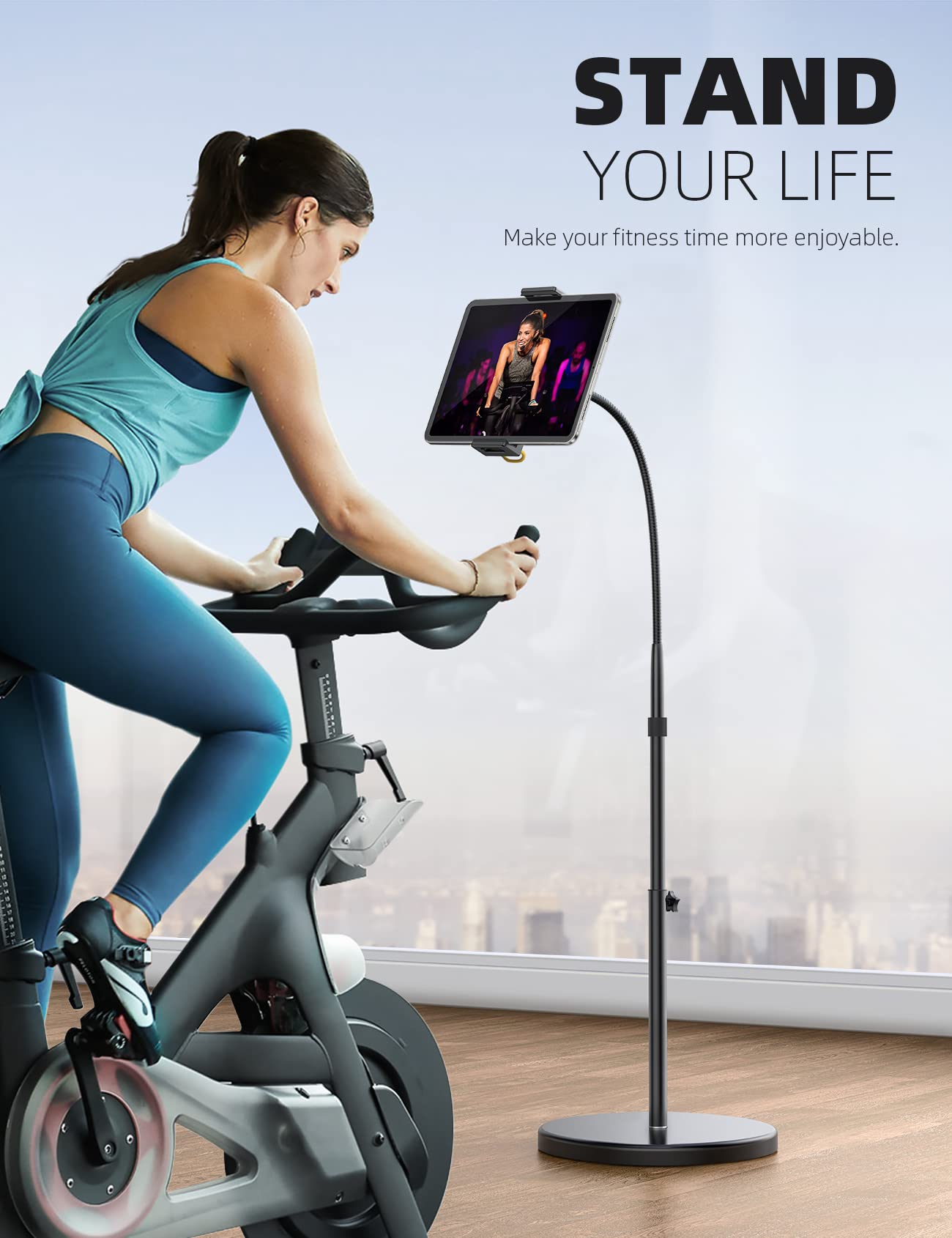 Lamicall Tablet Floor Stand Holder - Gooseneck Tablet Mount for Bed, 63" Adjustable Height & 10.6lb Stable Base, for 4.7-13" Tablets, iPad Pro 13/9.7, Air, Mini, Galaxy Tab, Kindle, Phones