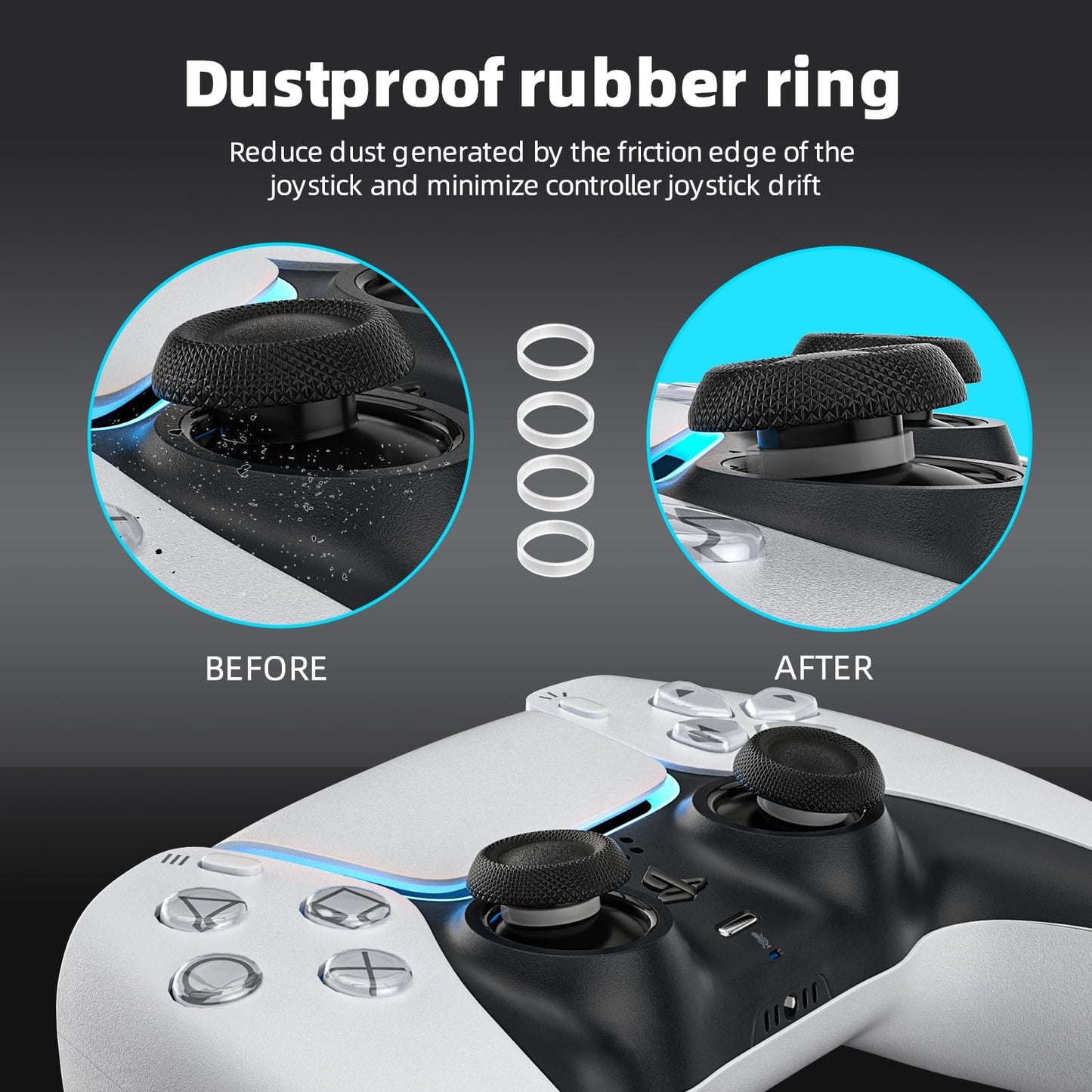 ECHZOVE PS5 Controller Cover Case - Anti-Slip Silicone Skin for PS5 DualSense Controller with Thumb Grip Caps, Joystick Protectors, Spider-Man Theme Sticker - Black