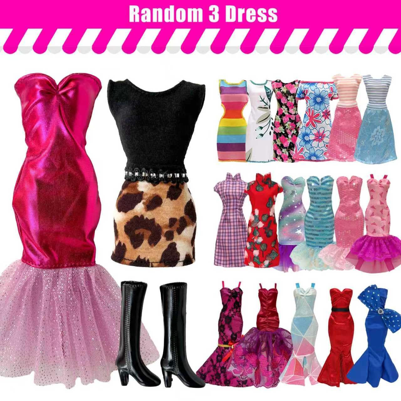 30 Pieces Doll Clothes and Accessories for 11.5 Inch Girl Dolls Including Random 5 Tops, 5 Pants, Random 3 Dresses, Random 3 Fashionable Dresses, Random 2 Swimwear, 6 Pairs of Shoes, 1 Bag, 5 Hangers