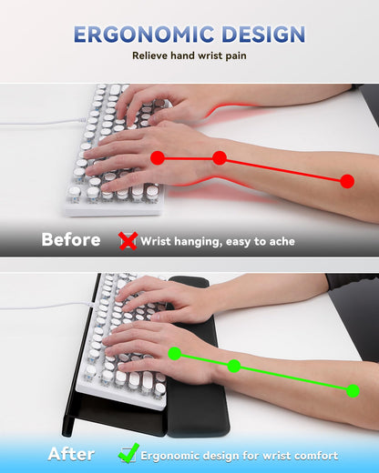 Laborio Computer Keyboard Wrist Rest Stand for Desktop, Keyboard Holder for Easy Typing with Wrist Pad for Office Desk, Home, School (Black)