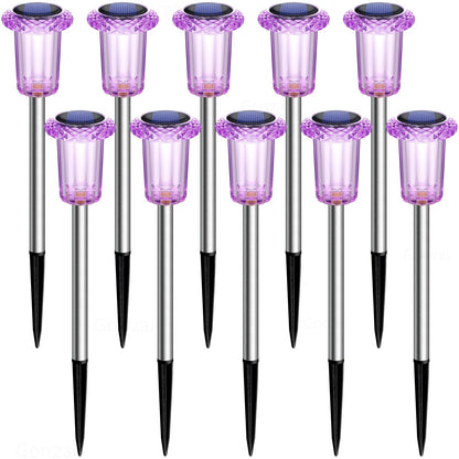 Gorrzai Halloween Solar Lights Outdoor 10 Pack Solar Pathway Lights Outdoor Halloween Decorations Waterproof Yard Lighting for Driveway Garden Walkway Path Landscape Lawn