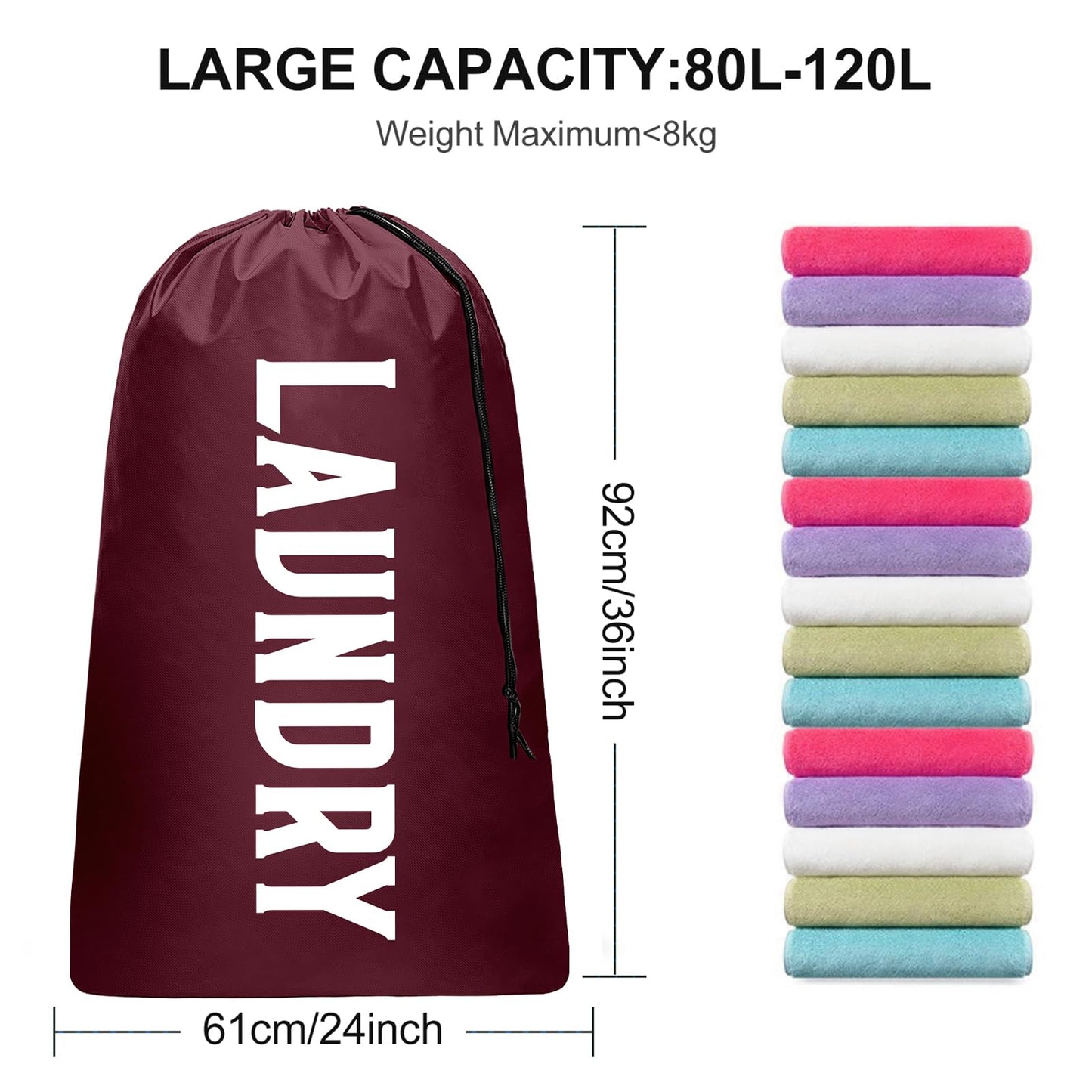 2 Pack Large Travel Laundry Bag, Dirty Clothes Travel Bag with Drawstring, Heavy Duty Laundry Bag for Dorm Camp Traveling, Fit a Laundry Hamper for Students College