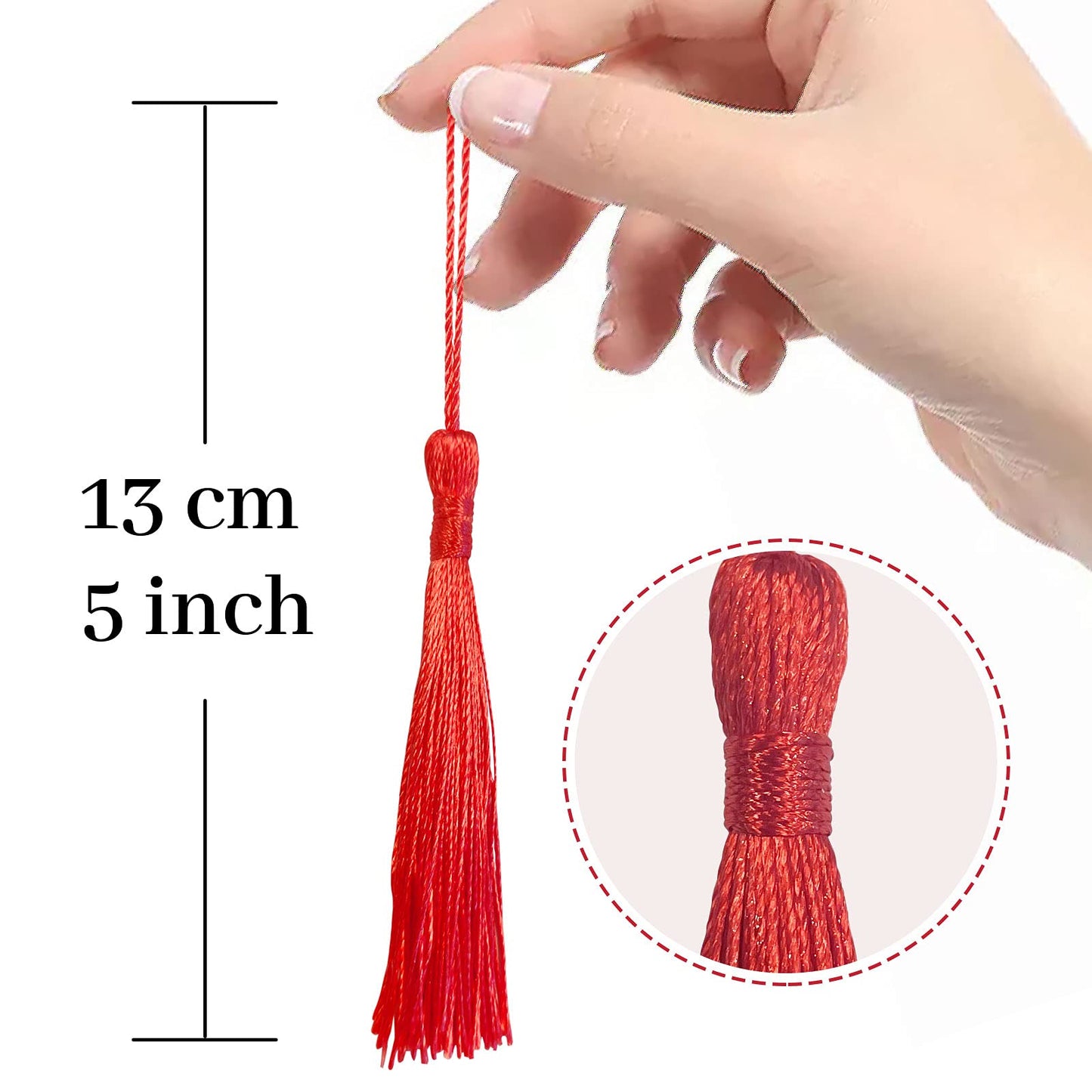 Creatrill 100 Pcs 13cm/5 Inch Silky Handmade Soft Craft Mini Tassels with Loops for Jewelry Making, DIY Projects, Bookmarks, 20 Colors, 5 Pcs of Each