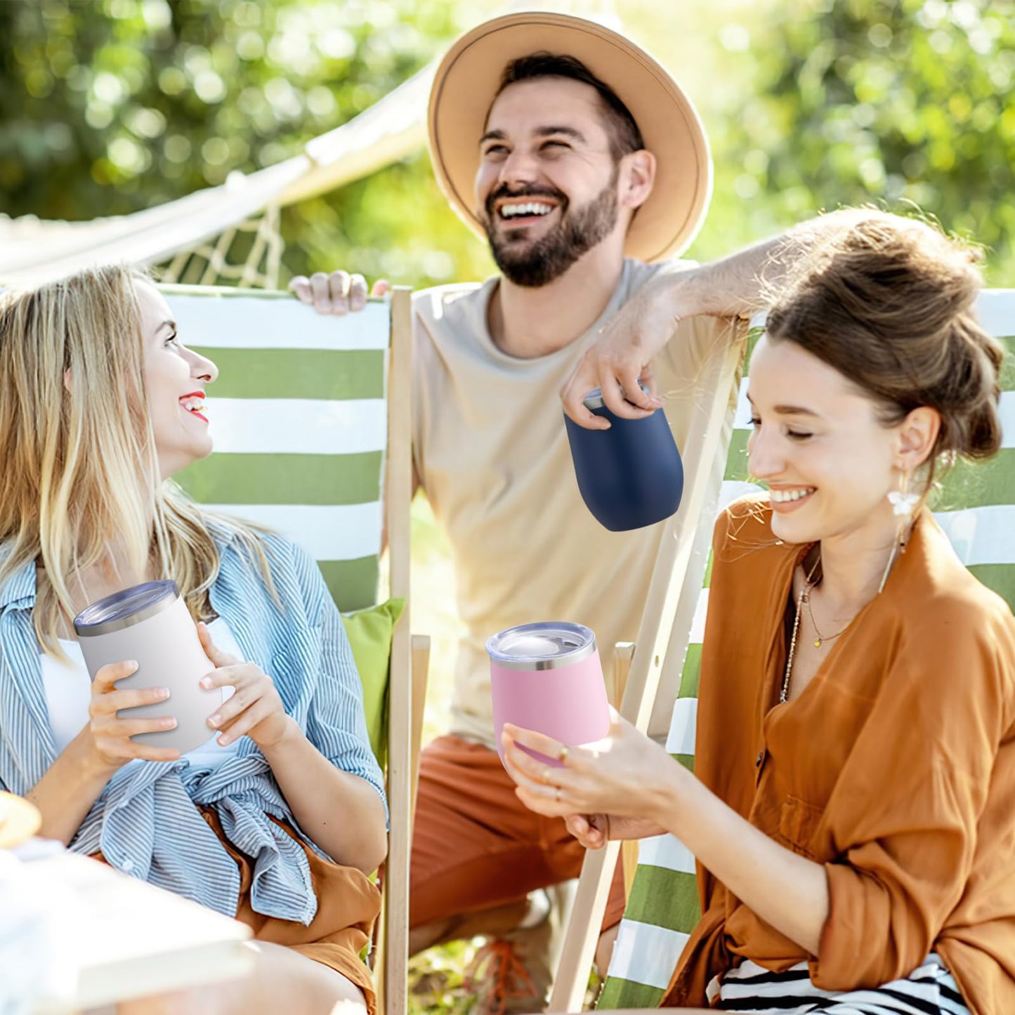 COMOOO 12oz Wine Tumbler with Lid and Straw, Stainless Steel Stemless Wine Glass, Double Wall Vacuum Insulated Wine Tumbler Cup, Cocktails,Beer,Champaign, White, 8 Pack