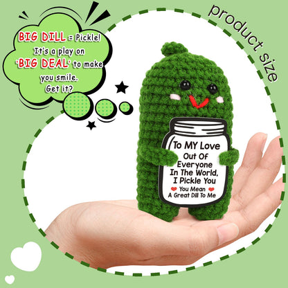 I Love You Gifts for Her, Him, Wife, Husband, Couple, Romantic Gifts for Boyfriend Girlfriend, Anniversary Perfect Gifts for Women Men, Handmade Crochet Pickle