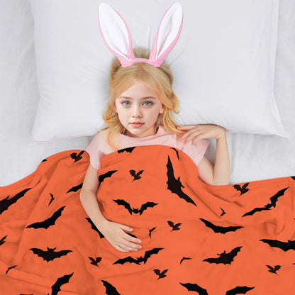 Halloween Blanket Black Bats Lightweight Throw Blanket for Women Men Soft Cozy Fleece Couch Living Room Bed Blanket for Kids Girls Boys 40x50 inches