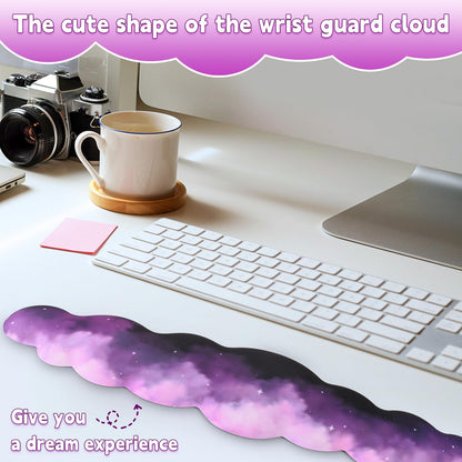 Keyboard Cloud Wrist Rest for Computer, Keyboard High Density Memory Foam Wrist Pad with Non-Slip Base Keyboard Pad for Typing Pain Relief Keyboard Hand Rest for Laptop/Computer(Star Purple)