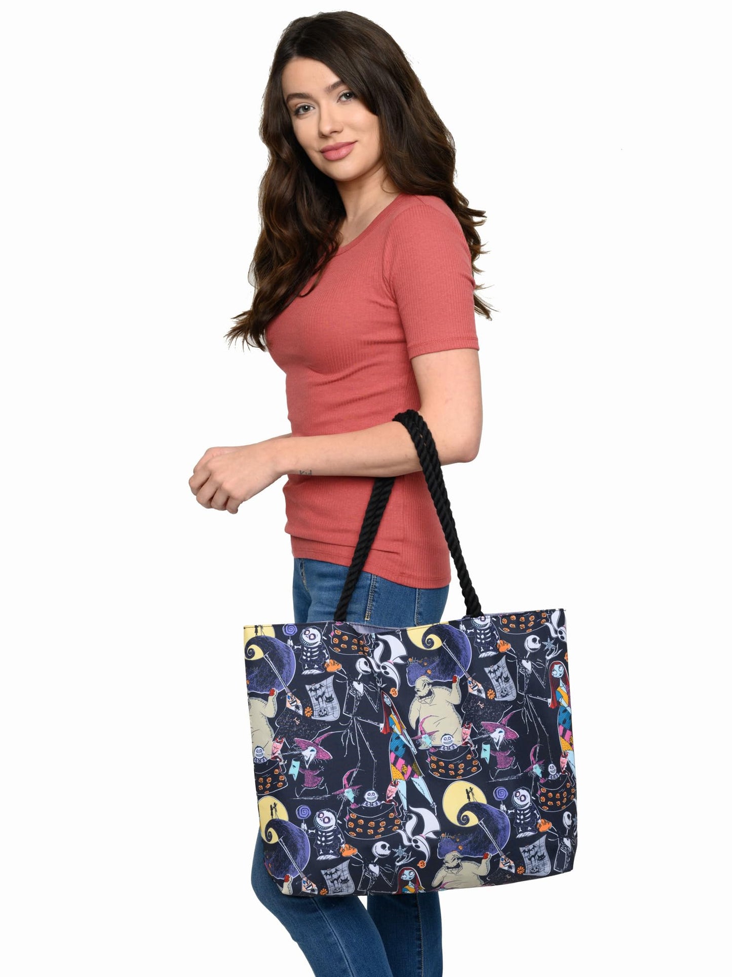 Disney Nightmare Before Christmas Tote Jack Skellington Sally Zero Print Bag