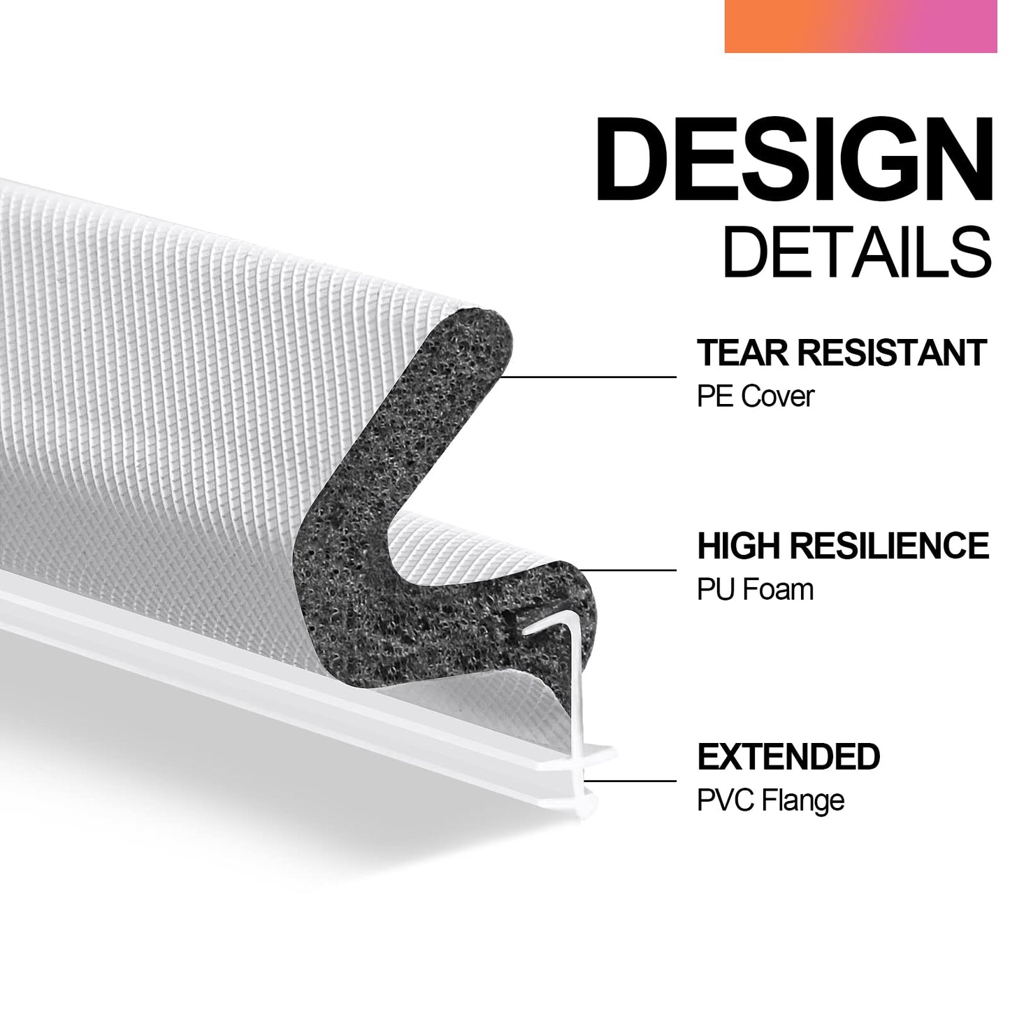 40FT Extra Long Kerf Weather Stripping Door Seal for Large Gaps and Easy Installation (White)