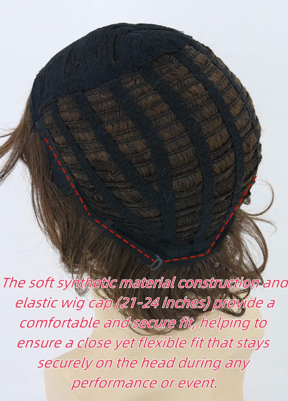 LeMarnia 70s Mens Wigs Brown Short Wavy Shaggy Wig Cosplay Halloween Costume Wigs+Wig Cap and Beard