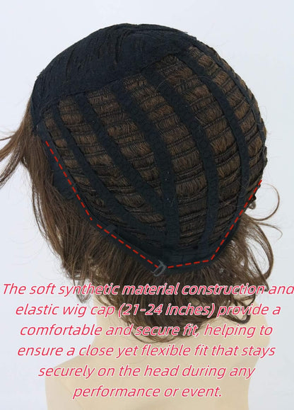 LeMarnia 70s Mens Wigs Brown Short Wavy Shaggy Wig Cosplay Halloween Costume Wigs+Wig Cap and Beard