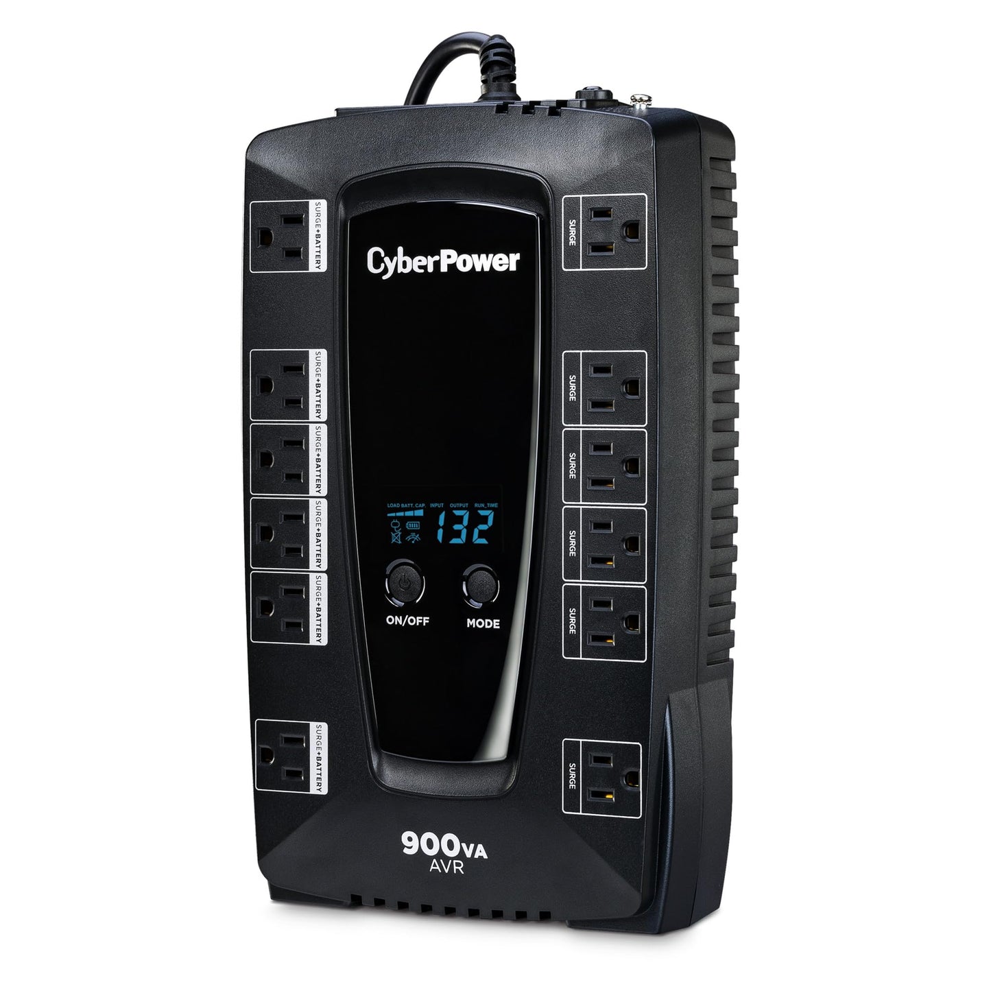 CyberPower AVRG900LCD Intelligent LCD UPS System, 900VA/480W, 12 Outlets, AVR, Compact