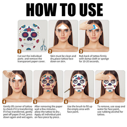 Jim&Gloria Black and White Face Paint with Brush, Waterproof Day of the Dead Tattoo Professional SFX Makeup Kit for Joker, Clown, Mime, Cosplay, Costume Skull Skeleton, Sports Body Painting Set