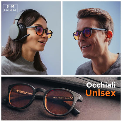 Horus X • Round Blue Light Computer Glasses | Anti-Fatigue Screens| for Small Faces | Urban Amber