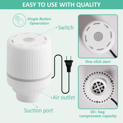 Cozy Essential 20 Pack Vacuum Storage Bags with Electric Pump, Vacuum Seal Space Saver Bags for Clothing, Pillows, Blanket, Bedding, Comforters