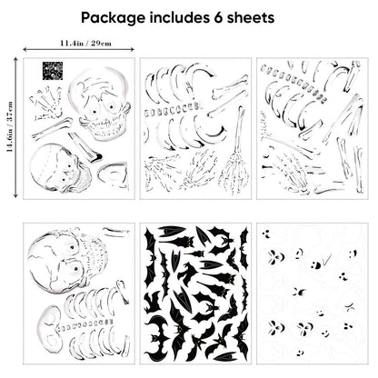 Halloween Window Clings Skeleton Window Decorations for Glass Windows, Double Side Cute Halloween Window Stickers Decals Indoor Home Office Party Decor