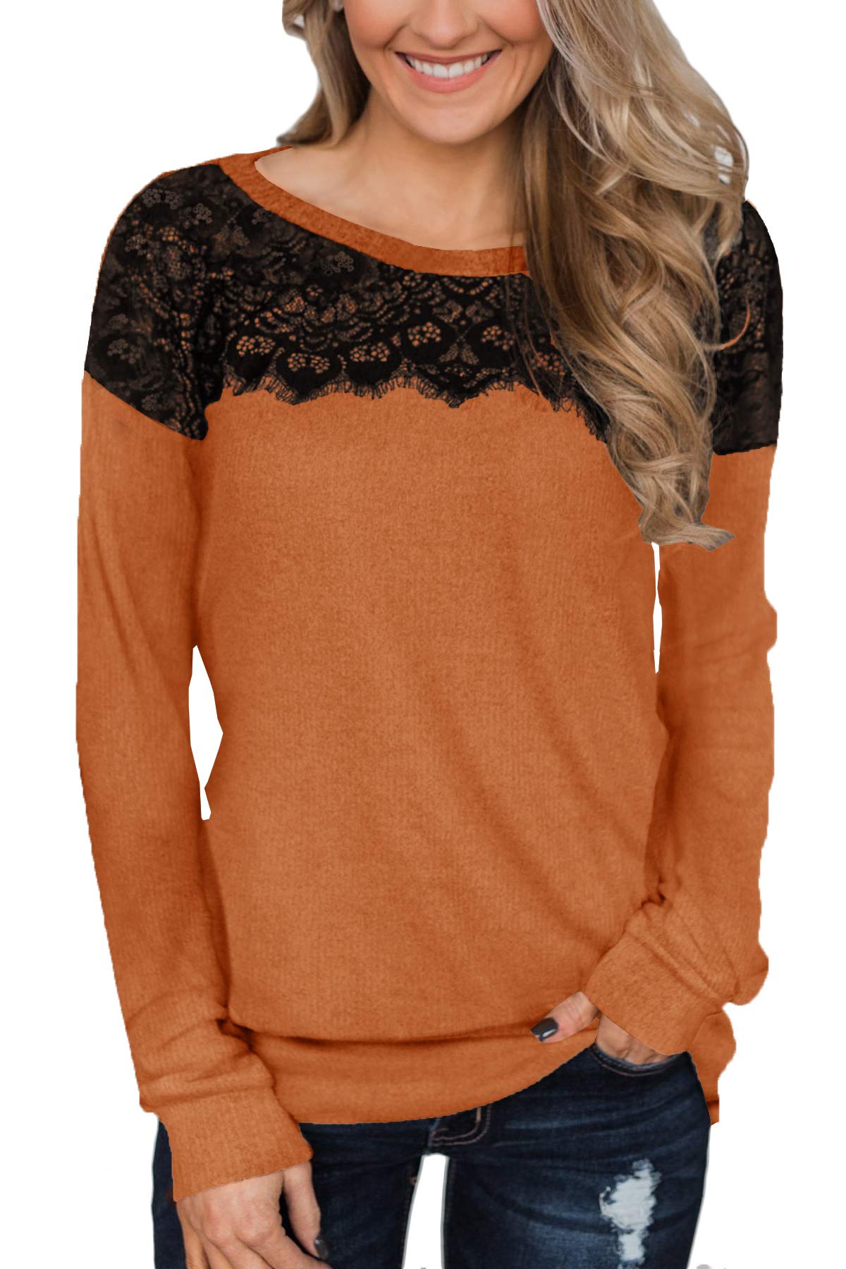 For G and PL Halloween Lady Fall Dressy Long Sleeve Holiday Top Elegant Trendy Business Sweater Orange L