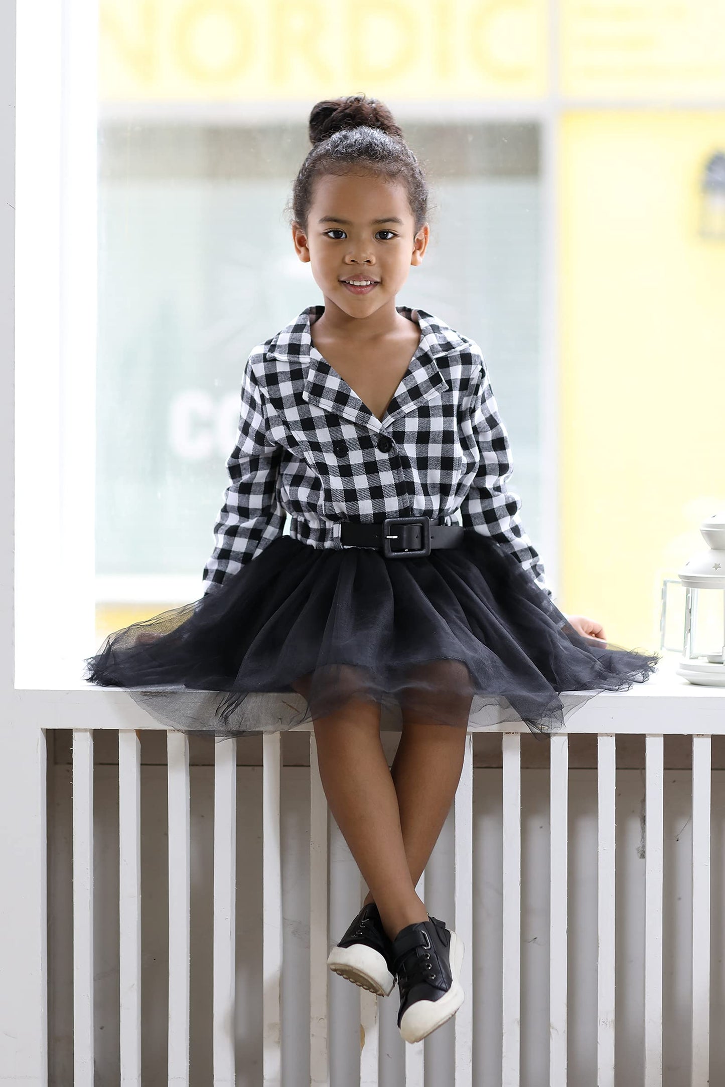 Little Baby Girl Black and White Dress Buffalo Plaid Tutu Skirt Party Princess Formal Outfit Clothes 2-3T