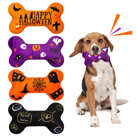 Lepawit Halloween Dog Toys Plush 4Pack Dog Squeaky Toys Interactive Fetching Dog Toys Stuffed Toy Suitable for Medium and Large Dogs