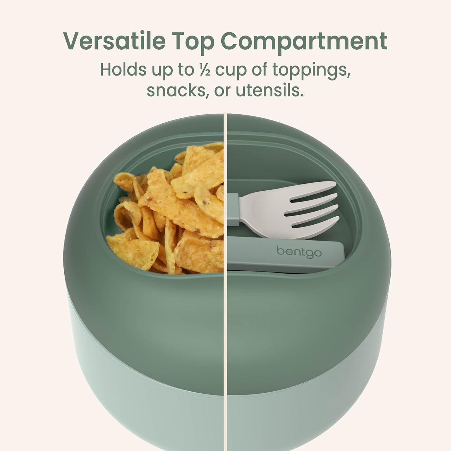Bentgo Bowl - Insulated Leak-Resistant Bowl with Collapsible Utensils, Snack Compartment and Improved Easy-Grip Design for On-the-Go - Holds Soup, Rice, Cereal & More - BPA-Free, 21.2 oz (Khaki Green)