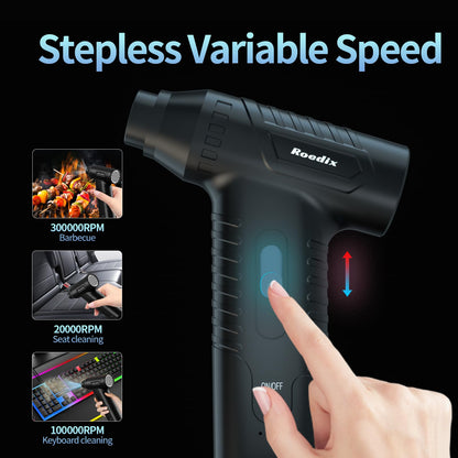 Compressed Air Duster, New Upgrade 300000RPM Electric Air Duster, Powerful Replace Compressed Air Can - No Canned Air, Jet Dry Blower Portable Air Blower for Computer Clean, Keyboard, Car Dry, Home.