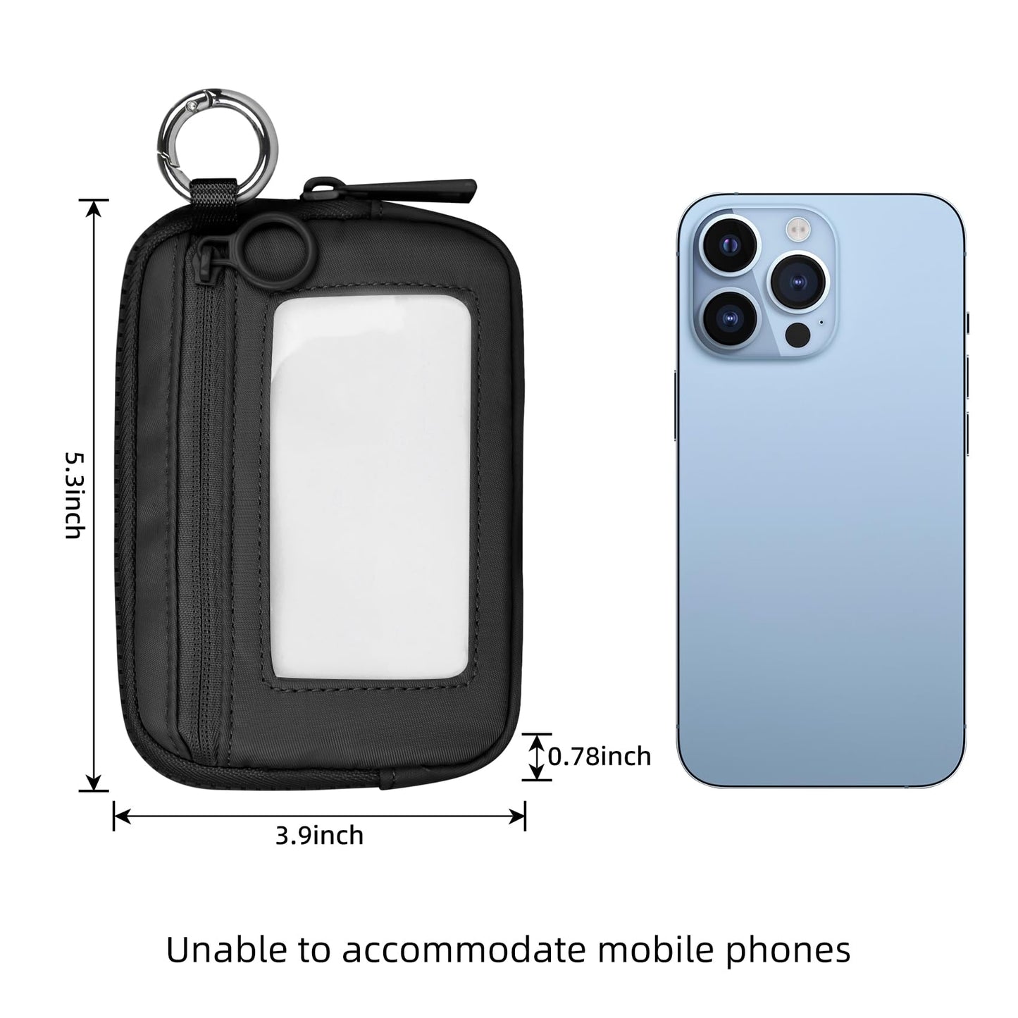 Didida The Iris Wallet Zip Card Case with ID Window Purses for Women Coin Purse with Zipper Mini Portable Keychain Wallet, Black