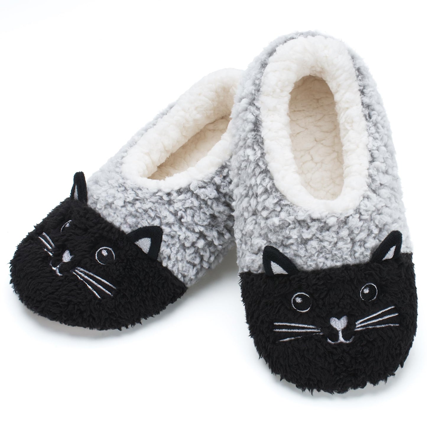 cosyone1997 Cute Slippers for Women Adults Kids Girls Teens, Fuzzy Bedroom Shoes Indoor, Soft Cozy Fluffy House Socks, Unique Funny Christmas Gifts for Mom Grandma Animal Lovers, Black Cat Size 7-8