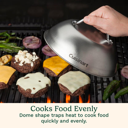 Cuisinart 9” Stainless Steel Melting Dome, Griddle Accessories for Flat Top Cooking, Basting Cover for Enhanced Flavor and Steaming Vegetables, Perfect for Indoor and Outdoor Cooking
