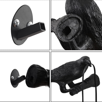 EPPARA Raven Table Lamp, Gothic Crow Lamp, Adjustable Birds Table Light, Wall Sconce Lamp Light for Bedroom Living Room, Lifelike Resin Raven Decoration, Modern Table Lamps Brithday GIF