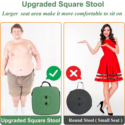 Fishboy Upgraded Square Collapsible Stool, 400lbs Max Weight, Lightweight But Sturdy, Portable Retractable Folding Telescoping Foldable Camping Stool for Adults Outdoor Fishing Hiking Travel BBQ