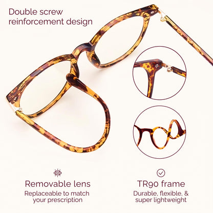 Gaoye Blue Light Blocking Glasses, Retro Round Eyewear Frame Anti Eyestrain Computer Glasses for Women Men (Tea Leopard/Transparent Lens)