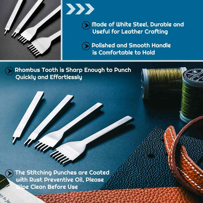 Cridoz 35 Pcs Leather Pouch Kit with Hole Punch, Sewing Tools, Waxed Thread and Large-Eye Stitching Needles for Beginner Crafting Projects