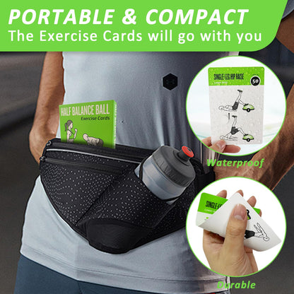 ELAORY Half Balance Ball Workout Cards, 62 Exercises Cards Deck Large Size 5" x 3.5" Fitness Cards for Women & Men, Beginner Fitness Guide to Training Exercises at Home or Gym