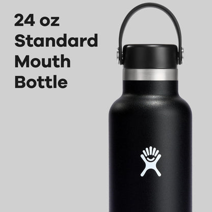 Hydro Flask Water Bottle - Insulated Stainless Steel - Non Spill, Leakproof in 24 Oz Black