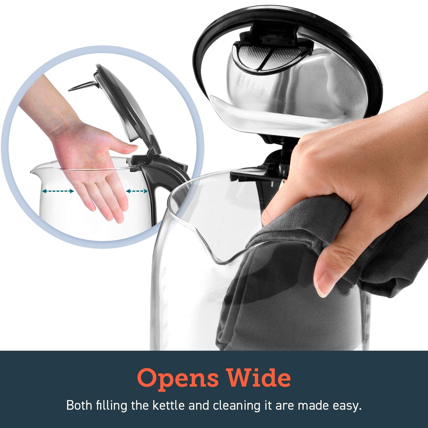 COSORI Speed-Boil Electric Tea Kettle, 1.7L Hot Water Kettle (BPA Free) 1500W Auto Shut-Off & Boil-Dry Protection, LED Indicator Inner Lid & Bottom, Transparent