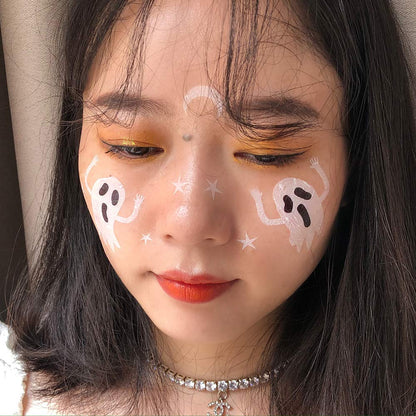 Halloween tattoo stickers cute cartoon pumpkin spider white ghost skull black 27pcs (9 models, 3 for each)