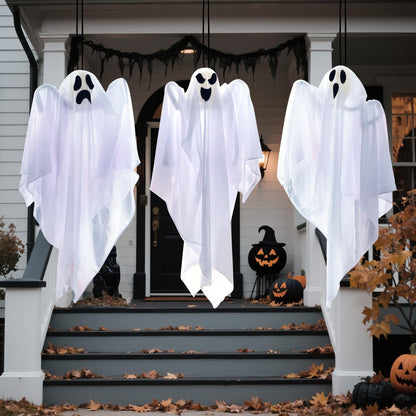 JOYIN 3 Pack Halloween Party Decoration 27.5" Hanging Ghosts, Cute Flying Ghost for Front Yard Patio Lawn Garden Party Décor and Holiday Decorations