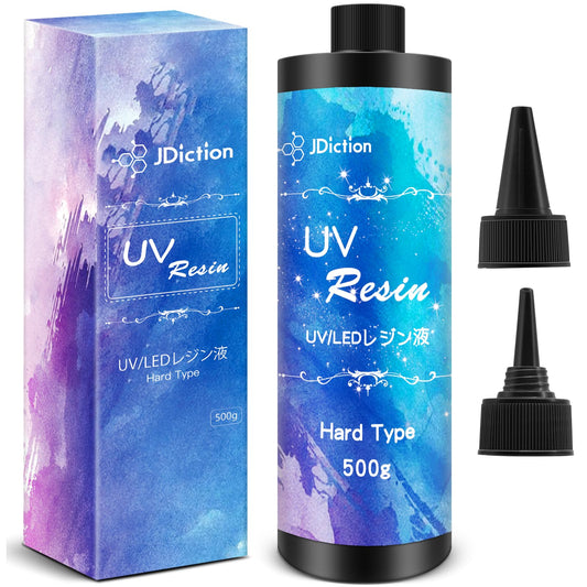 JDiction UV Resin, 500g Upgrade Ultraviolet Epoxy Resin Crystal Clear Hard Glue Solar Cure Sunlight Activated Resin Kit for Handmade Jewelry, DIY Craft Decoration, Casting and Coating